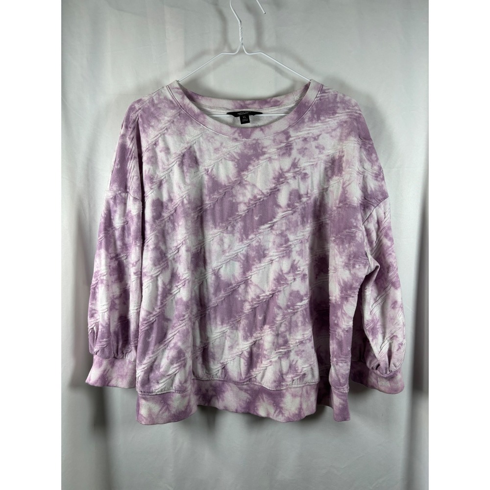SIMPLY VERA WANG Tie Dye Textured Sweatshirt Pullover Purple White XL‎
